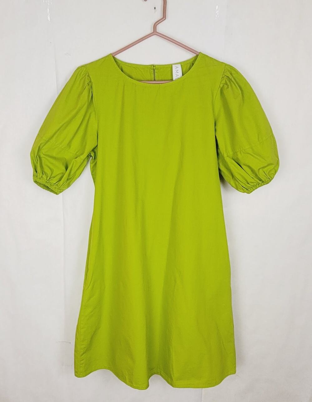 Amadi green puff sleeve cotton poplin dress Size Small Boho Cottagecore Feminine